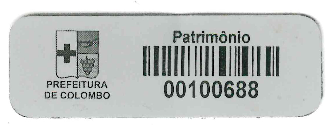 Exemplo de etiqueta de patrimônio com número do ativo